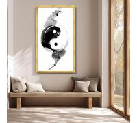 TONGYINLI Peinture abstraite Yin Yang sur toile, impression d'art à l'encre noire et blanche, décoration murale orientale, affiches minimalistes, œuvres d'art modernes (30 x 50 cm, cadre interne)