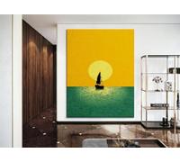 TONGYINLI Peinture de paysage, bateau sur la mer, art mural, toile de voilier, affiches et impressions sur le thème de l'été, décoration d'intérieur, 20 x 30 cm, sans cadre