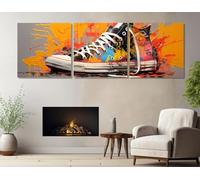 TONGYINLI Peinture sur toile à motifs de baskets graffiti, affiches et impressions abstraites, art esthétique, pour la décoration murale de la chambre d'enfant (50x50cmx3/sans cadre)