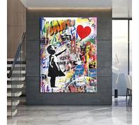 TONGYINLI Peinture sur toile graffiti, affiche et impressions pop street art, images murales pour salon, décoration d'intérieur moderne, 80 x 120 cm, sans cadre