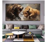 TONGYINLI Peinture sur toile murale représentant un taureau et un ours, décoration de bureau, affiche moderne pour salon, décoration d'intérieur, cadre 40 x 80 cm