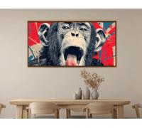 TONGYINLI Tableau abstrait d'un singe, impression sur toile, portrait d'animal, art mural, affiche de singe pour salon, décoration intérieure (50 x 100 cm/cadre intérieur)
