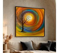 TONGYINLI Tableau abstrait sur toile représentant un arbre, affiches aux couleurs tourbillonnantes, art mural moderne sur toile pour le salon, décoration intérieure (65 x 65 cm/sans cadre)