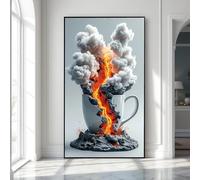 TONGYINLI Tableau abstrait sur toile représentant une tasse de café, art mural surréaliste, pour le salon, affiches et impressions de décoration murale pour la maison (30x50cm/sans cadre)