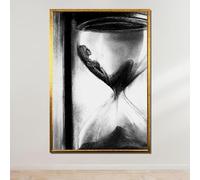 TONGYINLI Tableau artistique « Femme sablier », affiches et impressions surréalistes sur le thème du temps, œuvre d'art sur toile en noir et blanc, art mural émotionnel (80 x 120 cm/sans cadre)