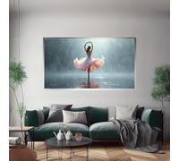 TONGYINLI Tableau élégant sur toile représentant une ballerine, une danse sous la pluie, une grande affiche silhouette de ballet, une décoration pour la chambre à coucher (30 x 50 cm/cadre intérieur)
