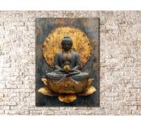 TONGYINLI Tableau sur toile Bouddha doré : Peinture à l'huile sur toile, style rétro zen, pour salon, affiches et impressions pour la maison (70x100cm/sans cadre)