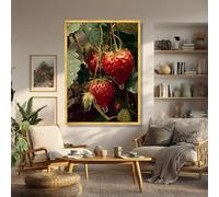TONGYINLI Tableau sur toile de fraises mûres, art mural fruité, affiches et impressions, décoration de cuisine et salle à manger, illustration botanique (30x40cm/sans cadre)