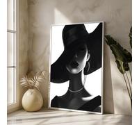 TONGYINLI Tableau sur toile en noir et blanc représentant une femme - Affiches et impressions d'art féminin tendance pour le salon, décoration murale nordique (60 x 90 cm/cadre intérieur)