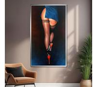 TONGYINLI Tableau sur toile « Escarpins à semelles rouges et bas » - Affiche élégante et tendance, décoration de chambre, art mural de luxe (55 x 100 cm/sans cadre)