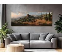 TONGYINLI Tableau sur toile Modern Traders, Affiche de chevaux et château ancien, Décoration murale de paysage, pour salon, décoration intérieure (65 x 195 cm/sans cadre)