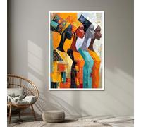 TONGYINLI Tableau sur toile représentant des femmes africaines - Affiche abstraite de portrait ethnique - Décoration intérieure - Peinture d'art culturel africain moderne (80 x 120 cm/sans cadre)