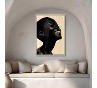 TONGYINLI Tableau sur toile représentant une femme noire avec un sourire éclatant et des dents en or, art mural afro-américaine, pour le salon, décoration intérieure (50 x 70 cm/sans cadre)