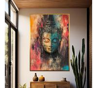 TONGYINLI Tableau sur toile « Sérénité de Bouddha », affiches et impressions colorées de Bouddha, art mural spirituel pour le salon, décoration zen pour la maison (80 x 120 cm/sans cadre)