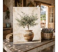 TONGYINLI Tableau vintage sur toile représentant un olivier - Affiche de maison de campagne - Décoration murale méditerranéenne pour le salon (70x110cm/sans cadre)
