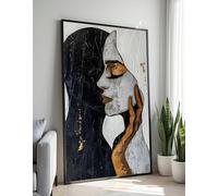 TONGYINLI Tableaux abstraits de couples | Affiches et impressions de couples en noir et blanc | Peinture esthétique moderne, décoration intérieure (80 x 120 cm/Cadre intérieur)