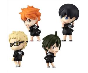 Tongyundacheng Lot de 4 figurines Haikyuu Hinata Shoyo/Tobio Kageyama/Tsukishima Kei Figurine Modèle 7 cm Mini personnage Statue en PVC Décoration de la maison Ornements de bureau