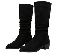 Tongyusm femmes genou hautes bottes ronde orteil élastique mode daim élastique automne hiver bottes hautes pour mariage anniversaire fête date robe