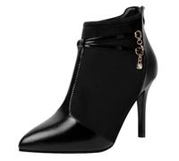 Tongyusm Femmes pointé orteil mi-talon cheville bottes talons Stiletto robe chaussures automne hiver bottes pour la date fête nuit de vacances