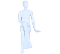 TonHan CH39 Mannequin de vitrine femme assis Blanc mat laqué de qualité supérieure avec plaque en métal