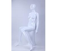 TonHan FA-6W Egghead Mannequin de vitrine féminin assis Blanc brillant laqué