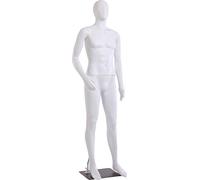 Eurotondisplay MB-1W beau mannequin homme abstrait blanc mat laqué Egghead tête plaque métal bras pivotant male mannequin white