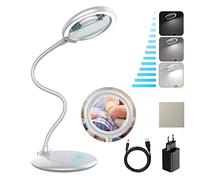 Tonhui 3X LED Lampe Loupe intensité Variable, Grande De Bureau Loupe Eclairante sur Pied pour la Lecture, Les Personnes âgées, Les Loisirs, l'artisanat, l'établi