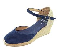 TONI PONS Lloret-5 Navy Suede Leather Womens Wedge Espadrille Shoes 38