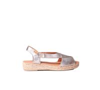 Espadrille Cuir Femme - ELDA - Platine, 39 EU