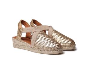 TONI PONS Sandales en cuir, orteils couverts, talon compensé et plateforme, semelle en caoutchouc, bande élastique, en cuir, pour femme, Platine, 38 EU