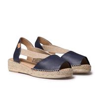 TONI PONS Tala Espadrilles pour femme en cuir avec talon compensé et élastiques pour un ajustement plus large, bleu marine, 38 EU