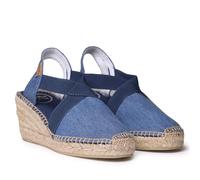 TONI PONS TER - Espadrille végétalienne à semelle compensée pour femme en coton., Denim, 35 EU