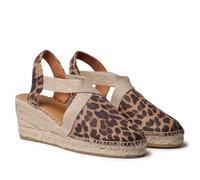 TONI PONS TOSSA Espadrilles compensées pour femme en cuir., Multicolore/Imprimé léopard, 35 EU