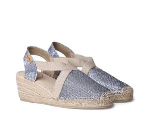 Toni Pons Triton Espadrille compensée végétalienne pour femme en tissu de coton., denim, 38 EU