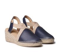 TONI PONS Tundra Espadrilles pour femme en cuir avec talon compensé et élastiques conçues pour un ajustement plus large, bleu marine, 36 EU