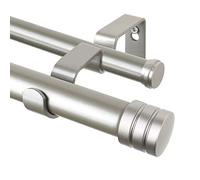 TONIAL Tringle à rideaux double de 2,5 cm pour fenêtres de 122 à 213,4 cm, tringle à rideaux décorative robuste de 81,3 à 218,4 cm avec embout à capuchon classique, argent antique