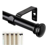 TONIAL Tringle à rideaux télescopique de 0,8 à 1,5 m pour fenêtres de 50,8 à 147,2 cm (0,5 à 1,3 m), tringle simple décorative avec petit embout - Noir