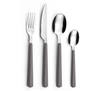 PRADEL ESSENTIEL - Ménagère 24 couverts de table pour 6 personnes - Tonic - Acier inoxydable 18/0, Finition Standard - Gris