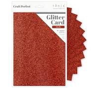Tonic Studios Craft Perfect Papier Cartonné Pailleté A4-5 Feuilles Couleur Ruby Ritz - Glitter Card de 250 g/m² - pour Loisirs Créatifs & Scrapbooking