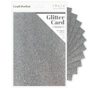 Tonic Studios Craft Perfect Papier Cartonné Pailleté A4-5 Feuilles Couleur Silver Screen - Glitter Card de 250 g/m² - pour Loisirs Créatifs & Scrapbooking