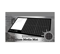Tonic Studios Tim Holtz Glass Media Mat 35,5 x 58,3 cm - pour Gauchers - Plaque de Verre Trempé avec Grille, Tapis en Silicone Antiadhésif & Palette de Mélange - Antidérapant & Résistant à la Chaleur