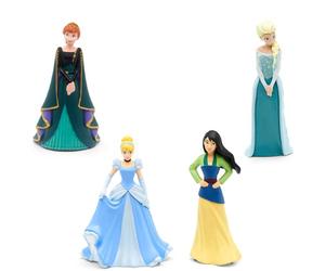 tonies Collection Princesses Disney, 4 Personnages avec Histoire Audio et chansons pour conteuse Toniebox : Mulan, Cendrillon, Elsa et Anna - boîte à Histoires Vendue séparément