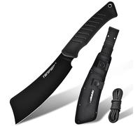 TONIFE Hercules Full Tang 8Cr14MoV Couteau à lame fixe avec fourreau et paracorde, lame hachoir pour extérieur, camping, survie