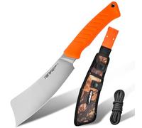 TONIFE Hercules Full Tang 8Cr14MoV Couteau à lame fixe avec fourreau et paracorde, lame hachoir pour extérieur, camping, survie