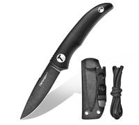 TONIFE Nova Couteau Fixe avec étui Réglable en Kydex Couteau EDC Avec Lame Full Tang de 6,8cm Paracord-Lanyard pour le Camping en Plein air et la Randonnée
