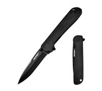 TONIFE Rising Star Couteau Pliant d'extérieur Avec Clip de Poche, Lame 8Cr14MoV et Manche G10 pour Petit Couteau de Camping (Noir + Titane Noir)
