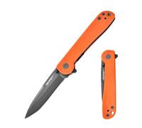 TONIFE Rising Star Couteau Pliant d'extérieur Avec Clip de Poche, Lame 8Cr14MoV et Manche G10 pour Petit Couteau de Camping (Orange + Gris Titane)