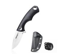 TONIFE Squirrel Couteau de Cou à Lame Fixe 4,3cm Total 11,9cm avec étui Kydex et Chaîne à Boules pour la Pêche, Le Camping et la Survie (Noir)