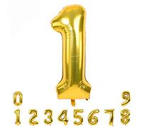 TONIFUL 0 to 9 Anniversaire Chiffres Dorés Ballon 40 Pouces, Numéro 1 Géant Numéro Ballon Décoration Grand Ballons à Hélium Numérique en Aluminium Fête Festival Mariage Party(1)