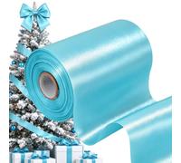 TONIFUL 10cm x 20M Bleu ciel Ruban de Satin, Solide Ruban Tissu Décoration pour Mariage/Fete/Emballage Cadeau/Artisanat/Ouverture du ruban de cisaillement/Valentin/Décoration intérieure et extérieure
